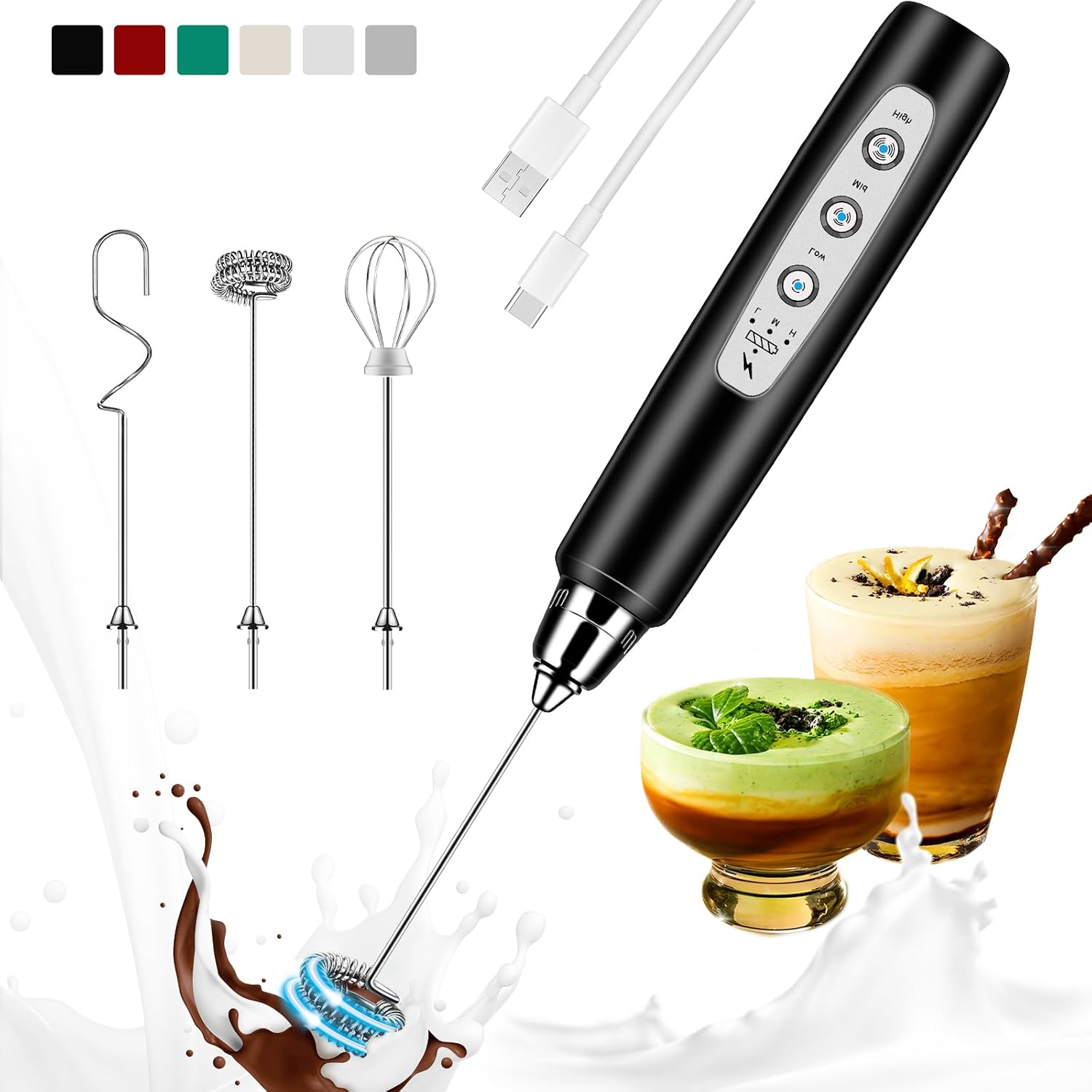 Electric Milk Frother Handheld - Pengaduk Susu Elektrik Genggam Isi Ulang,