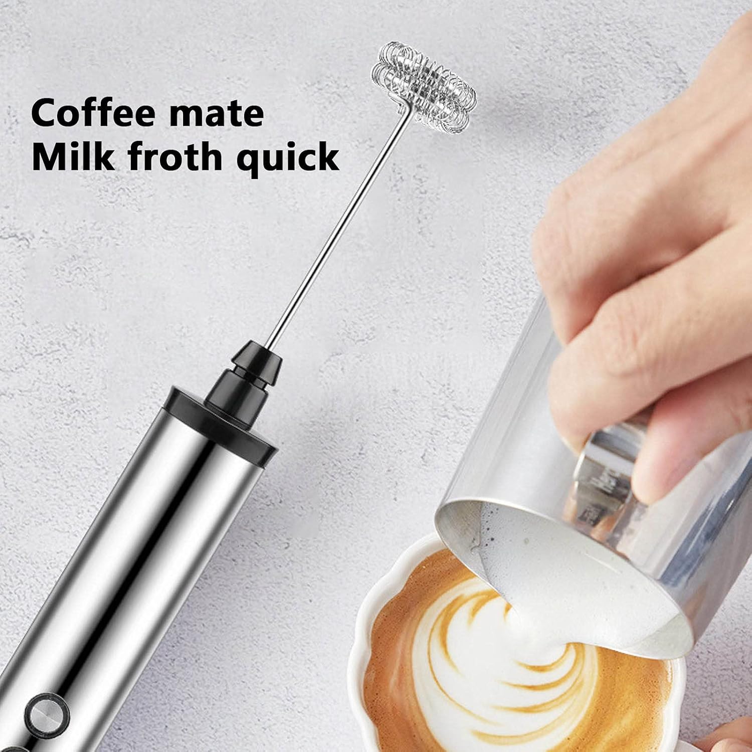 Electric Milk Frother Handheld - Pengaduk Susu Elektrik Genggam 3 in