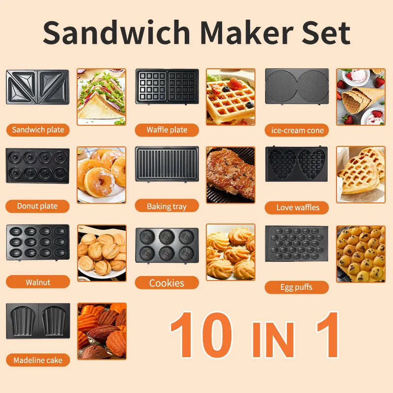 Mini Waffle Maker Machine - Peralatan Rumah Tangga 220/110V 10 in