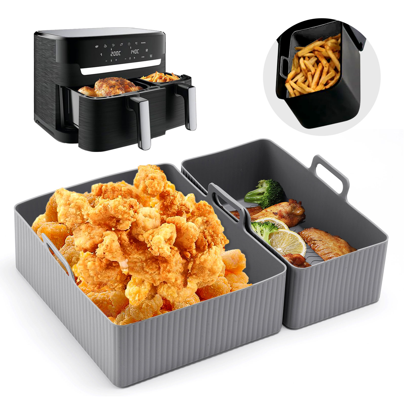 Air Fryer Silicone Pot Liner - 2 buah Set alas penggorengan udara