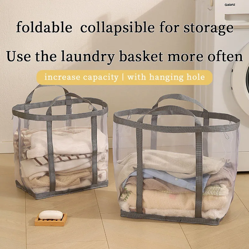 Laundry - Keranjang Cucian Jaring Nylon Dengan Pegangan,