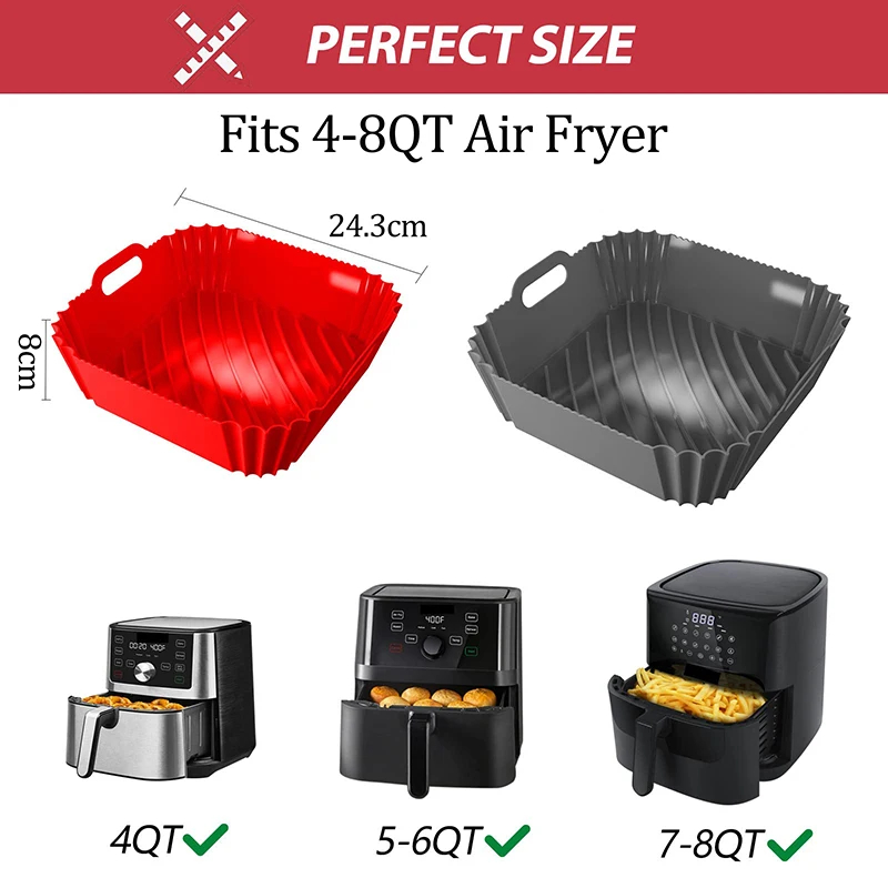 Penggorengan udara besar keran - Air Fryer Silicone Pot Liner ulasan dan harga