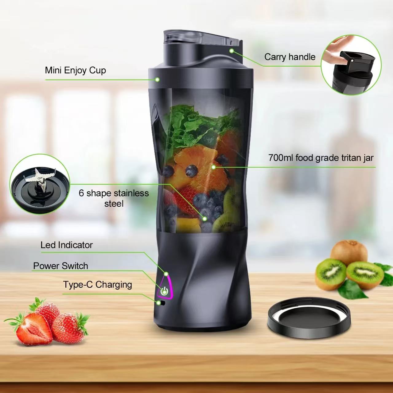 Juicer Elektrik Portabel 700ML - Portable Blender Usb Rechargeable ulasan dan harga